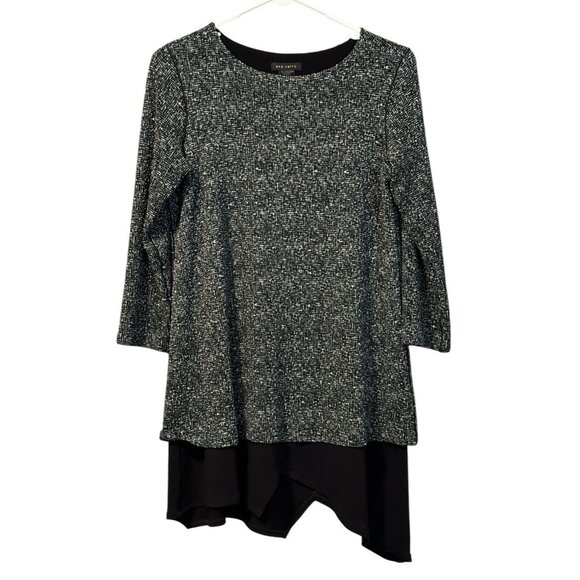 Eva Varro Tunic Shark Bite Hem Size Small USA Made Modern Designer Career‎ City - Picture 1 of 9